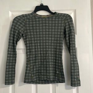 Smartwool Merino 250 Base Layer Crew, XS, Green Pattern